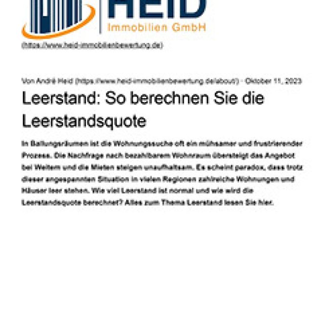 Leerstand: So berechnen Sie die Leerstandsquote