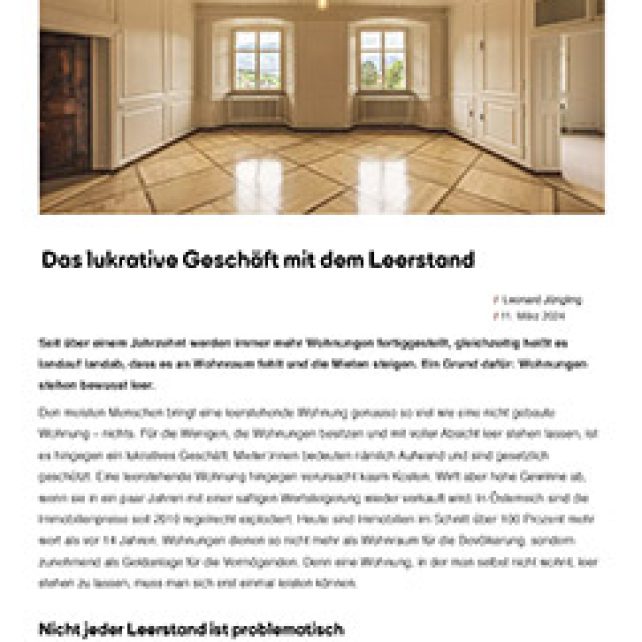 Das lukrative Geschäft mit dem Leerstand