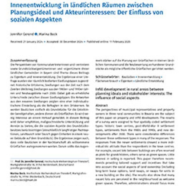 Innenentwicklung in ländlichen Räumen zwischen Planungsideal und Akteurinteressen: Der Einfluss von sozialen Aspekten
