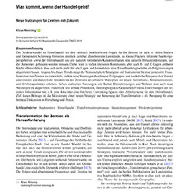 Was kommt, wenn der Handel geht. Neue Nutzungen für Zentren mit Zukunft